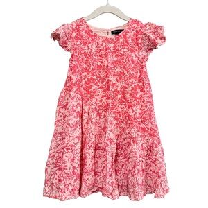 French Connection Pink Abstract Floral Asymmetrical Ruffle Dress Size 5